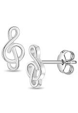 ravishing treble clef sterling silver baby earrings